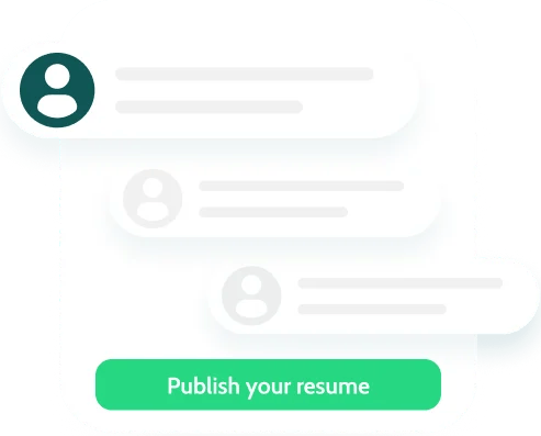 Display of a mock "publish resume" card