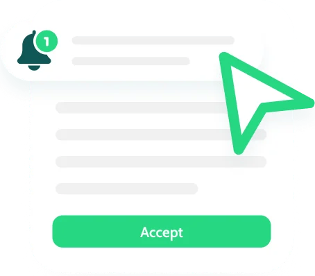 Display of a card with a "click" action